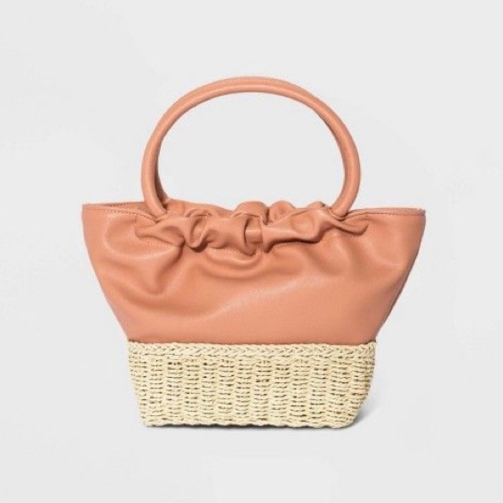 Straw Mini Tote Handbag - A New Day™ Natural